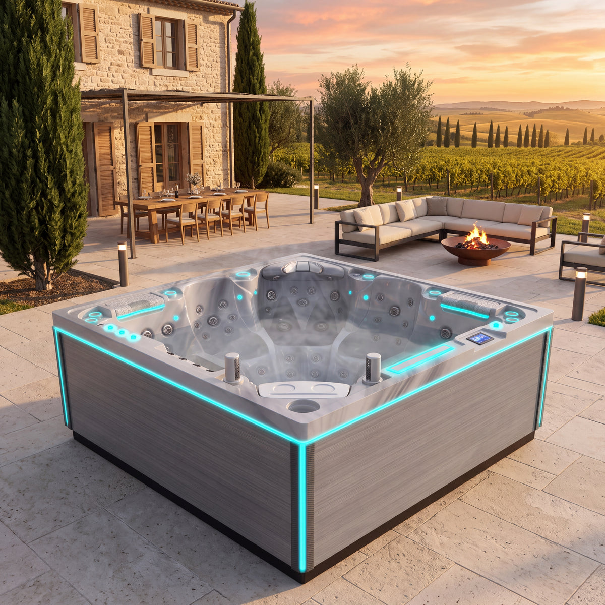 Un spa de cinco plazas para largas veladas