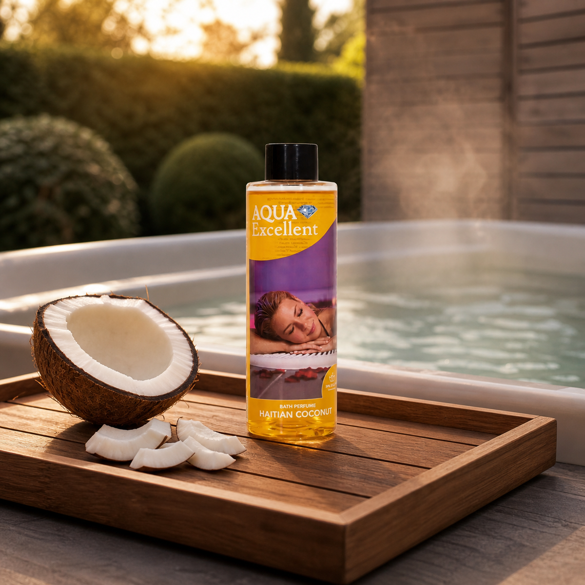 Aromathérapie Aqua Excellent Noix de Coco Haïtienne junto a un spa