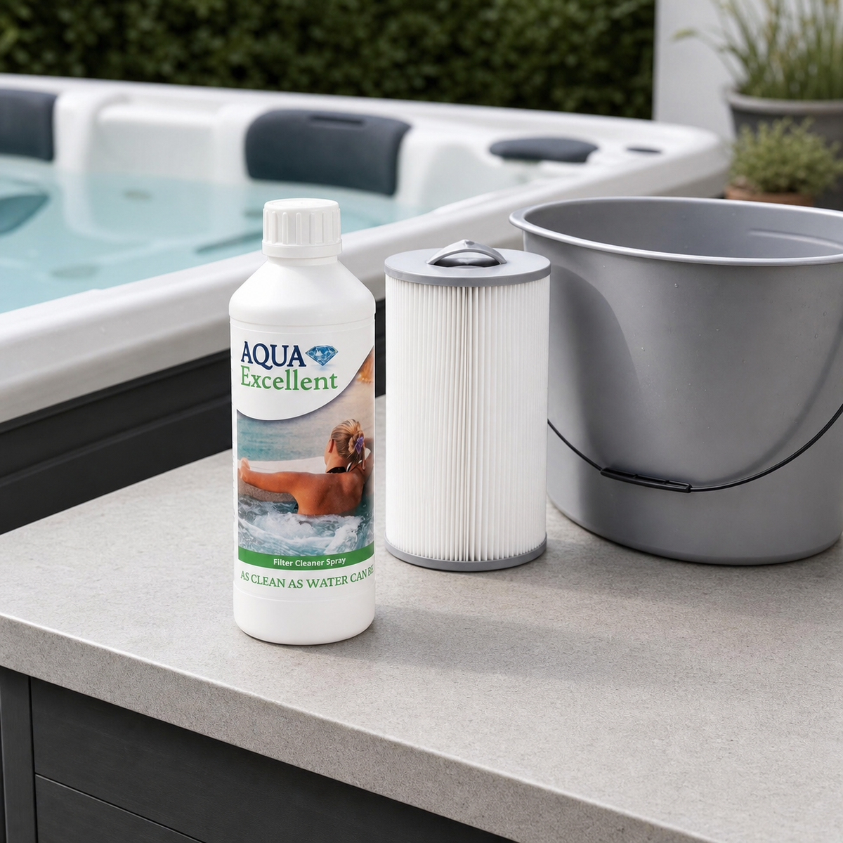 Aqua Excellent Filtre Cleaner 500 g con un cartucho de spa