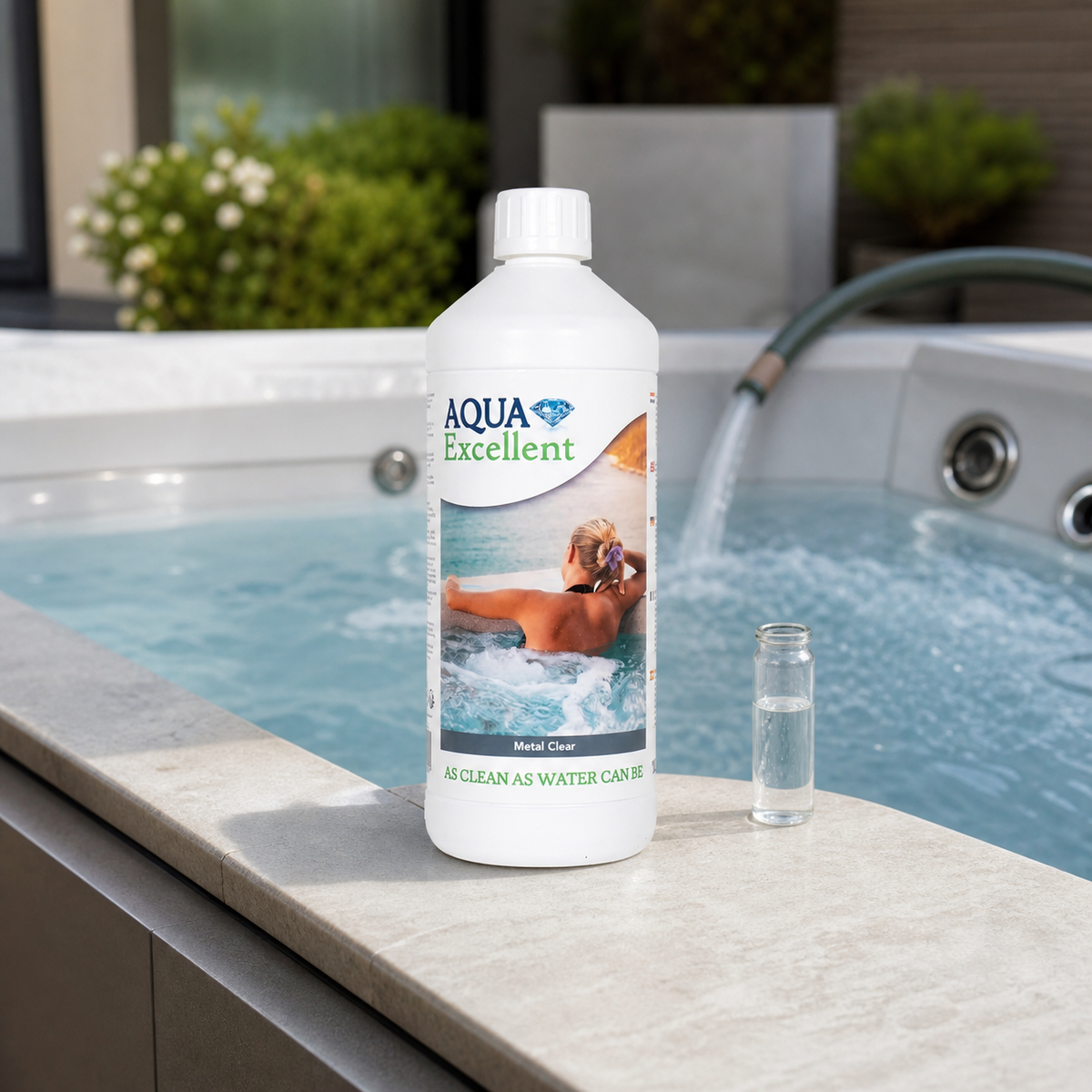 Aqua Excellent Métal Clear 1 L durante el llenado de un spa