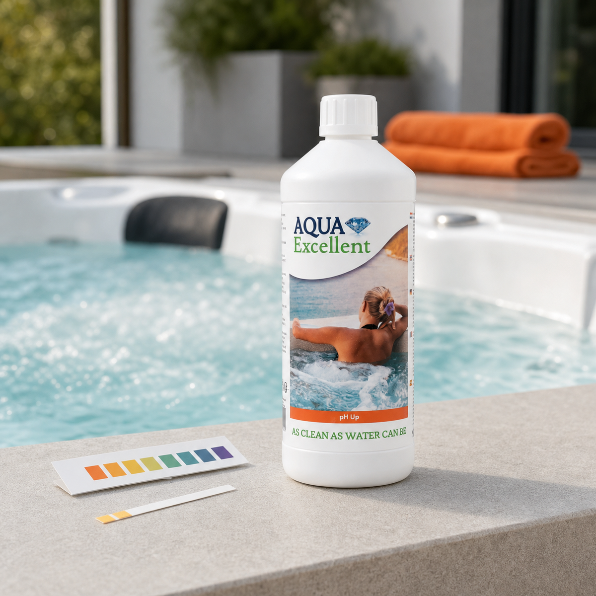 Aqua Excellent pH+ 1 L avec un test de l’eau du spa