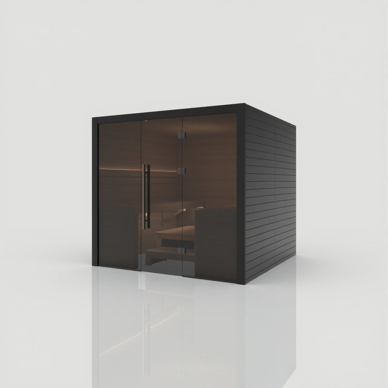 Nero 220 - Sauna intérieur — façade vitrée finition noire