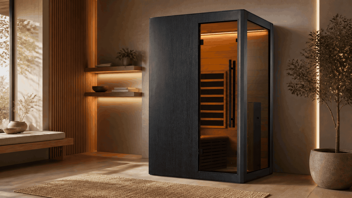 Cabina de infrarrojos 100 instalada en un espacio de bienestar contemporáneo sin vapor