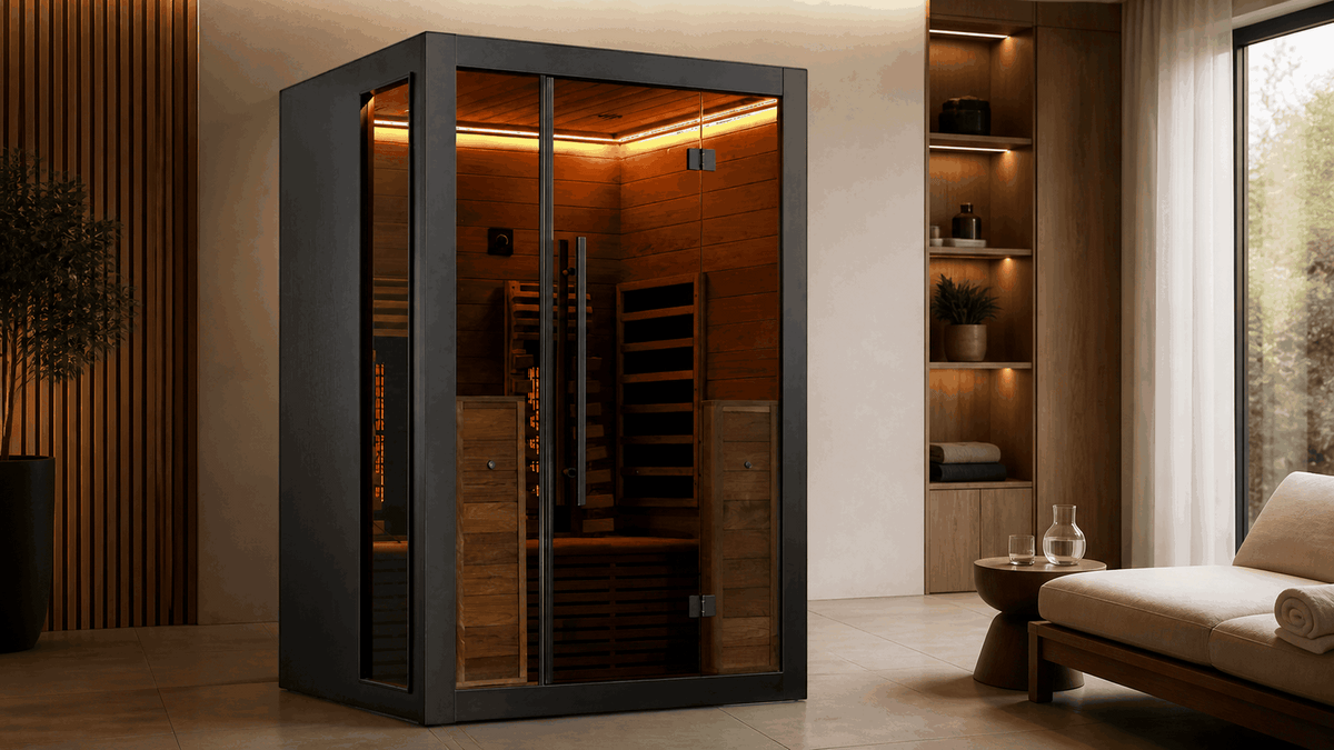 Cabina de infrarrojos 130 instalada en un espacio de bienestar contemporáneo sin vapor