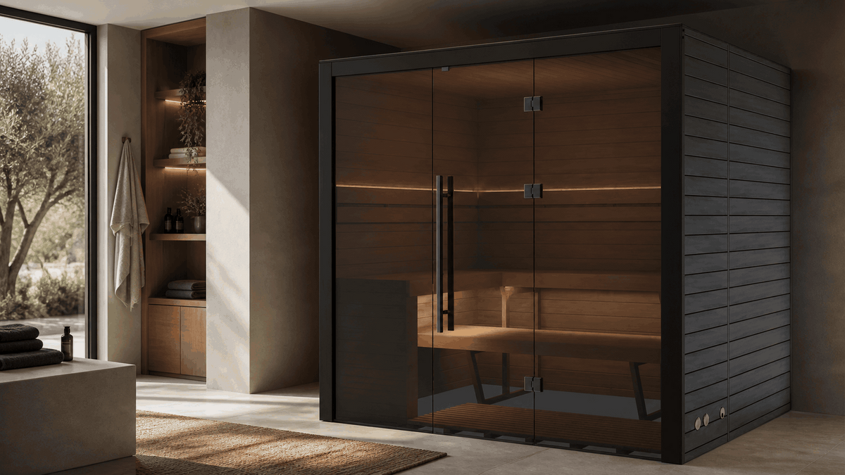 Sauna interior Nero 210 instalada en un espacio de bienestar residencial contemporáneo