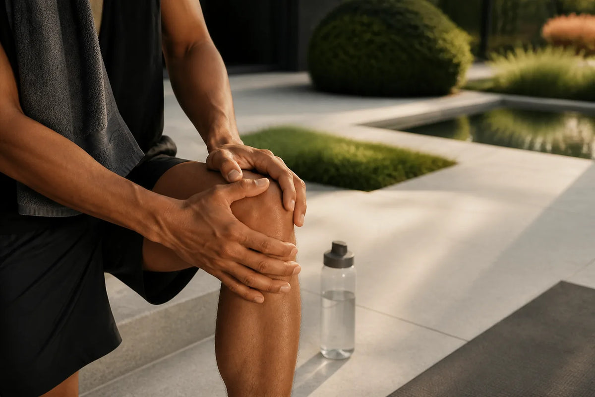 Cube 250 - sauna exterior de 5-6 plazas después de la actividad con una bolsa o toalla de deporte y un estiramiento suave