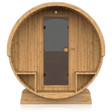 Barrel 250, sauna NODO, vue de face, posé au sol