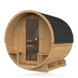 Barrel 210, sauna NODO, vue 1, posé au sol