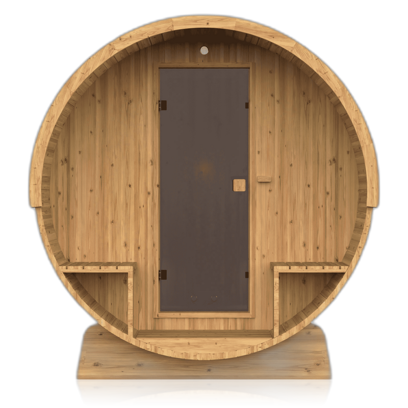 Barrel 210, sauna NODO, vue 5, posé au sol